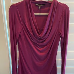 WHBM maroon LS blouse XS